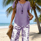 ✨🔥Damen 2-teiliges Set aus asymmetrischer Bluse und Caprihose