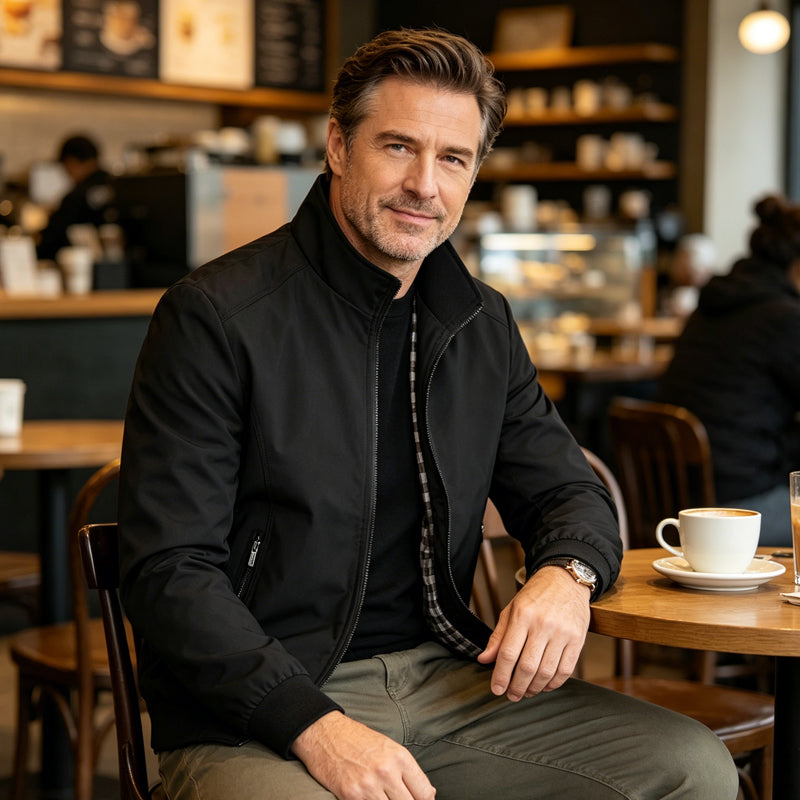 🧥 LIMITED-TIME 50% RABATT! ✨ Herren Stehkragen-Jacke – Mit Karomuster-Futter, Reißverschlusstaschen 🍂