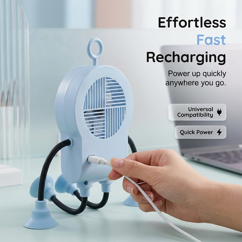 🌀 50% RABATT! 🎁 Flexibler Roboter-Tischventilator mit LED-Licht – 360° ausrichtbar & leise – Perfekt für Kinderzimmer, Schreibtisch oder Reisen – kühle Brise mit niedlichem Design 🤖