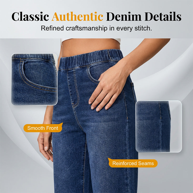Weite Damen-Crop-Jeans – mit Gummibund – bequem & modisch
