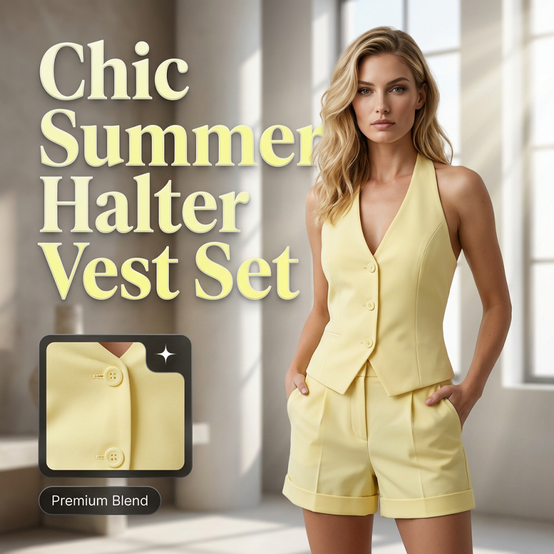 💰 Zum halben Preis! Damen Sommer 2-teiliges Set – Trägertop + hochtaillierte weite Shorts | Weich & atmungsaktiv | Perfekt für Büro & Alltag 👚🌸🏢