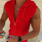 Herren Sommer Ärmellose Zip-Up Hoodie Top