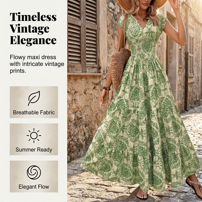 ✨ HALF PRICE DEAL 💃 Maxikleid Damen 🌸 luftig-leichtes Baumwollmischgewebe, V-Ausschnitt & sommerlicher Charme 🌞