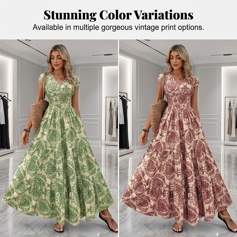 ✨ HALF PRICE DEAL 💃 Maxikleid Damen 🌸 luftig-leichtes Baumwollmischgewebe, V-Ausschnitt & sommerlicher Charme 🌞