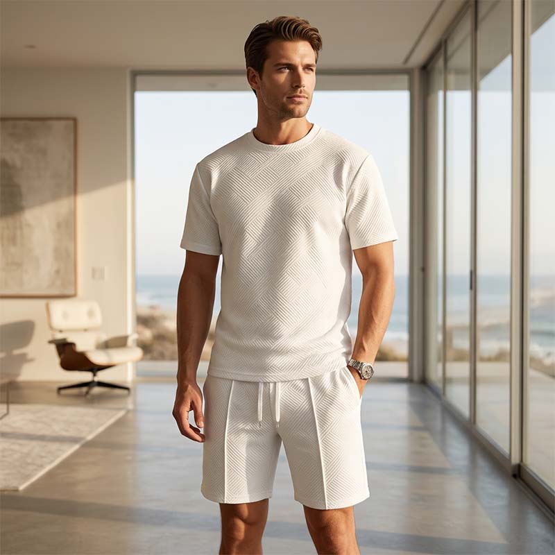 Strukturiertes 2-teiliges Herren-Set – Shirt & Shorts – lässig & sommerlich