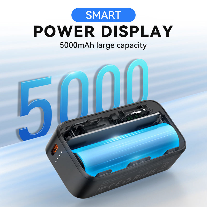 🌞⚡3-in-1 Magnetische Mini Powerbank – Integrierte Kabel & Drehstecker – 5000 mAh – Kabelloses Laden für iPhone, Watch & Android – Ultra kompakt