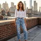 ✨ LIMITED-TIME 50% RABATT! | Damen-Jeans mit Sternmuster und Used-Look, hohe Taille
