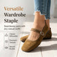 ⏰Limitierter 50 %-Rabatt + 🧦Socken gratis- 🥿Bequeme Ballerinas aus PU in Wildlederoptik mit Riemchen