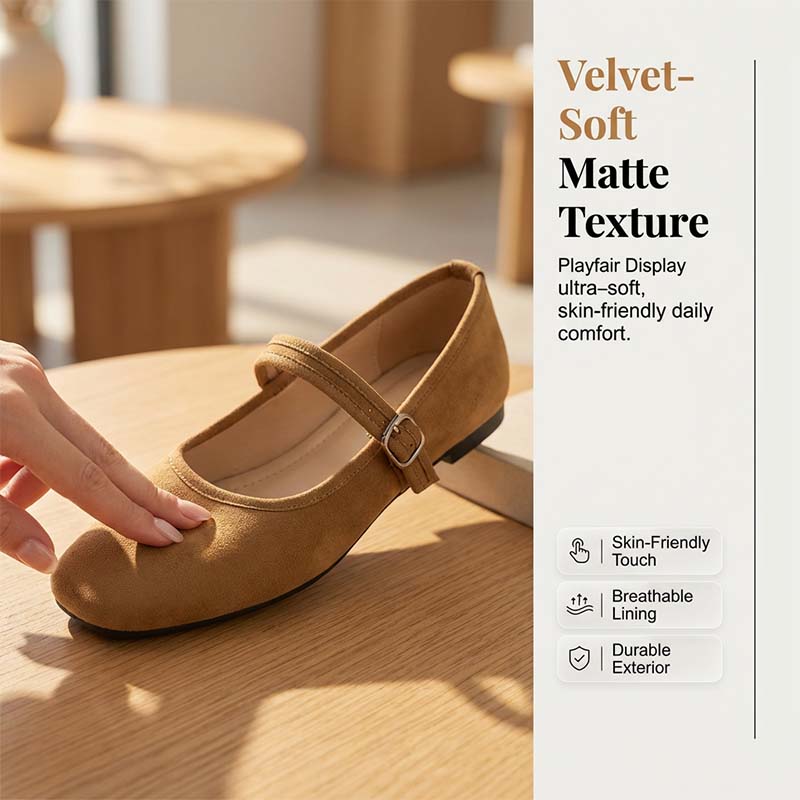 ⏰Limitierter 50 %-Rabatt + 🧦Socken gratis- 🥿Bequeme Ballerinas aus PU in Wildlederoptik mit Riemchen
