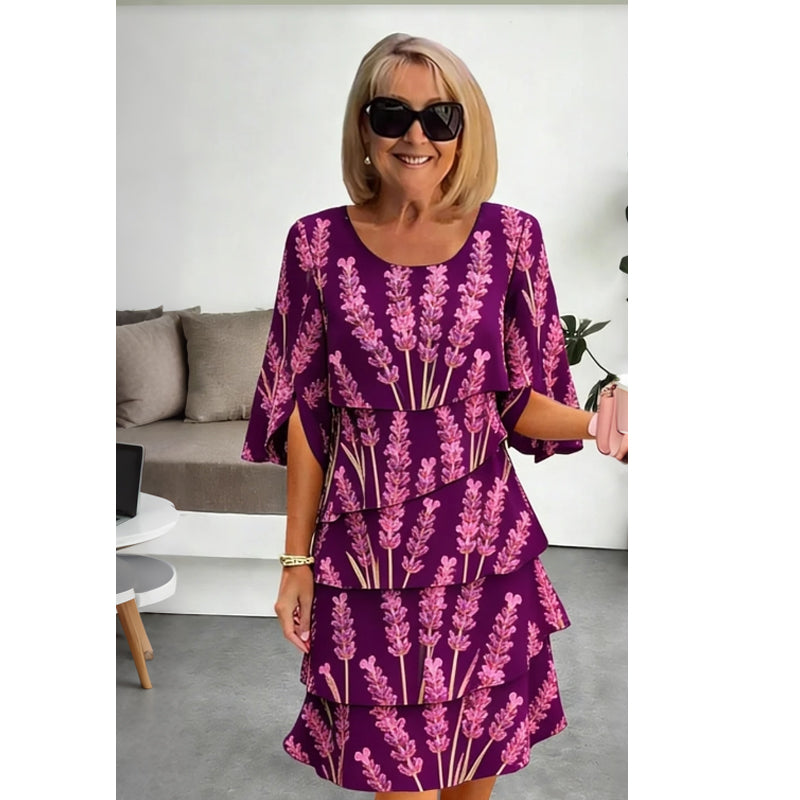 🌺Schickes, gestuftes Midikleid mit Blumenmuster