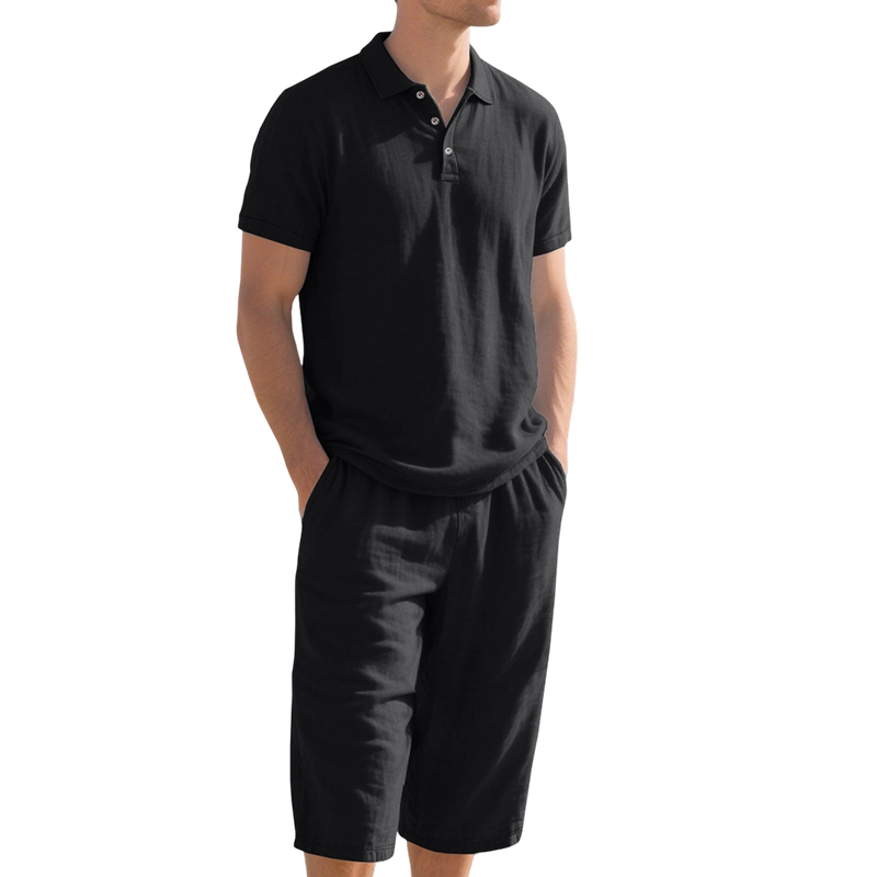 Herren-Leinenhemd-und-Freizeithose-Set