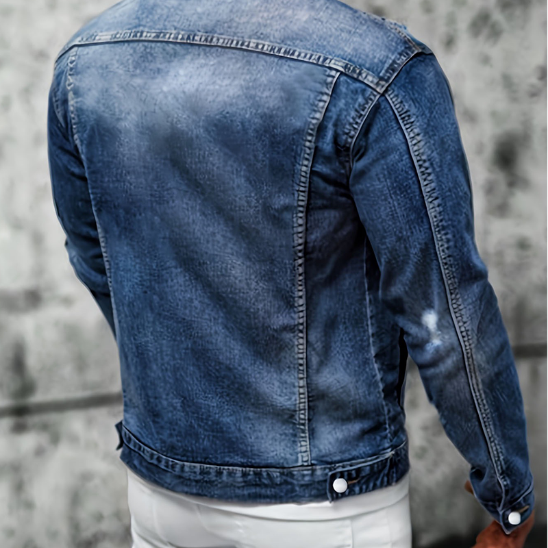 Herren-Freizeit-Denimjacke im Used-Look mit Vintage-Wäsche