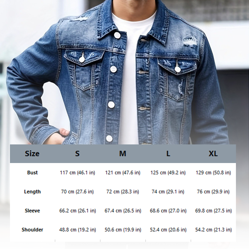 Herren-Freizeit-Denimjacke im Used-Look mit Vintage-Wäsche