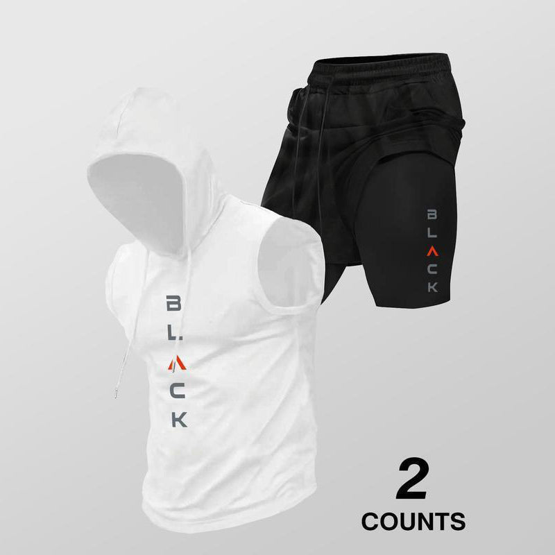 ⌛ Nur noch 1 Woche – 50 % auf alles ! ⏰Herren Sport-Set – ärmelloses Hoodie & Shorts – atmungsaktiv, schnelltrocknend & bequem 🏃‍♂️💪