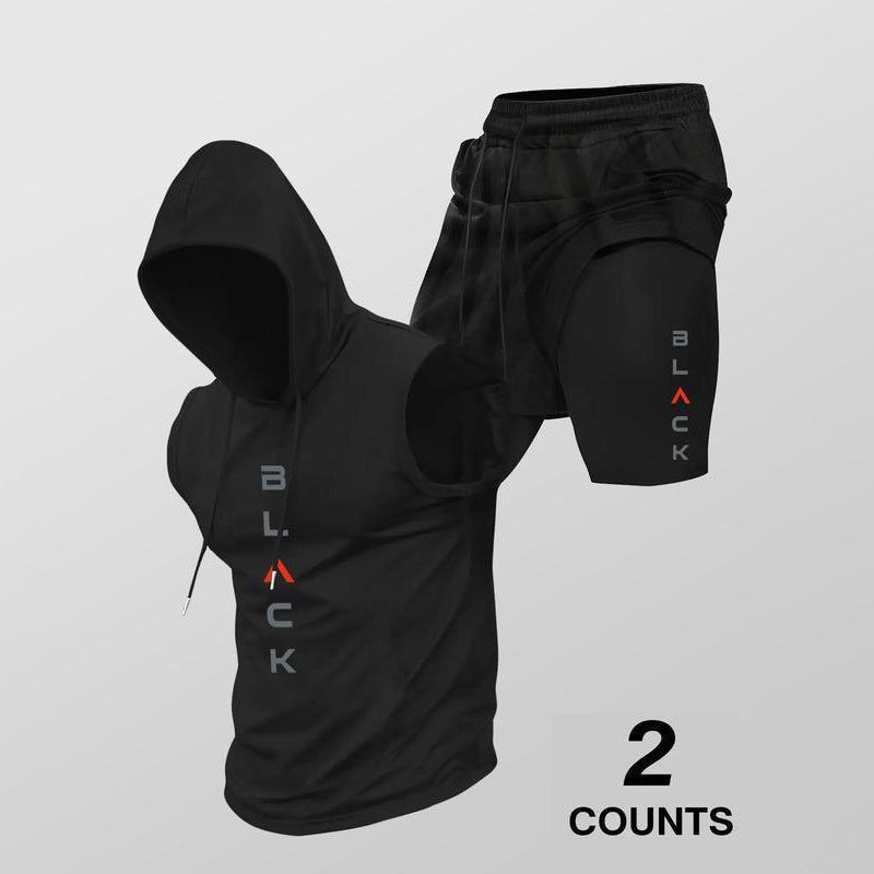 ⌛ Nur noch 1 Woche – 50 % auf alles ! ⏰Herren Sport-Set – ärmelloses Hoodie & Shorts – atmungsaktiv, schnelltrocknend & bequem 🏃‍♂️💪
