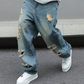 👖✨ 50% RABATT! Herren-Jeans mit geradem Bein, Oversize-Passform und Ripped-Effekt – Lässig, urban & perfekt für den Streetstyle-Look 🏙️