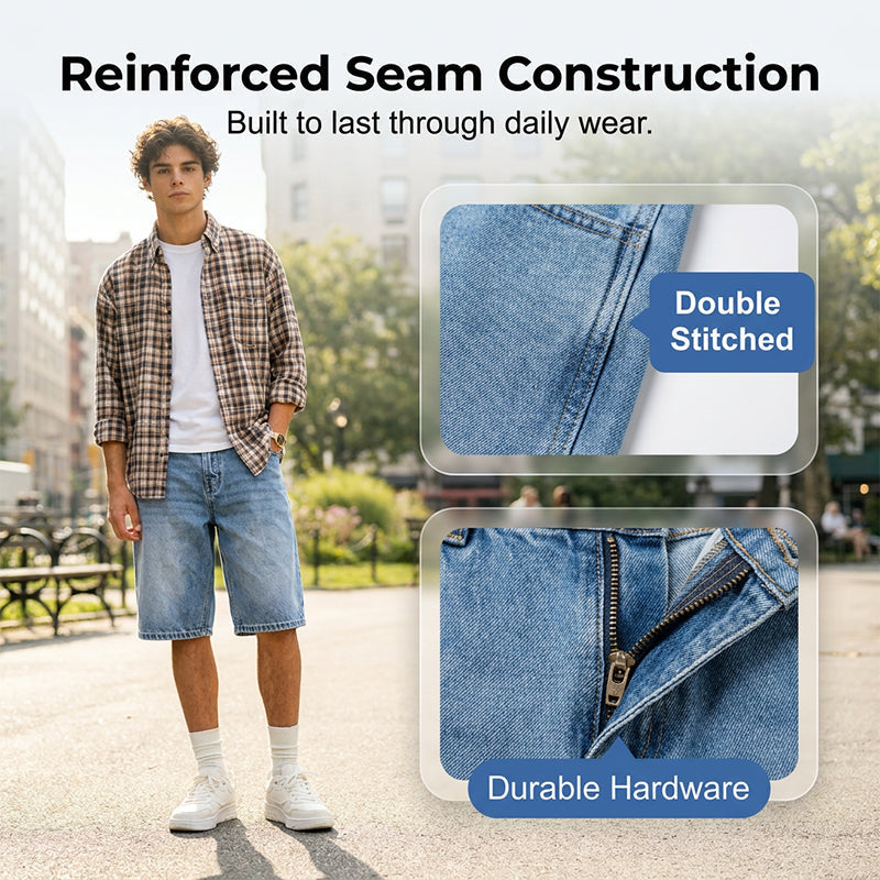Lässige Jeansshorts für Herren mit weitem Bein