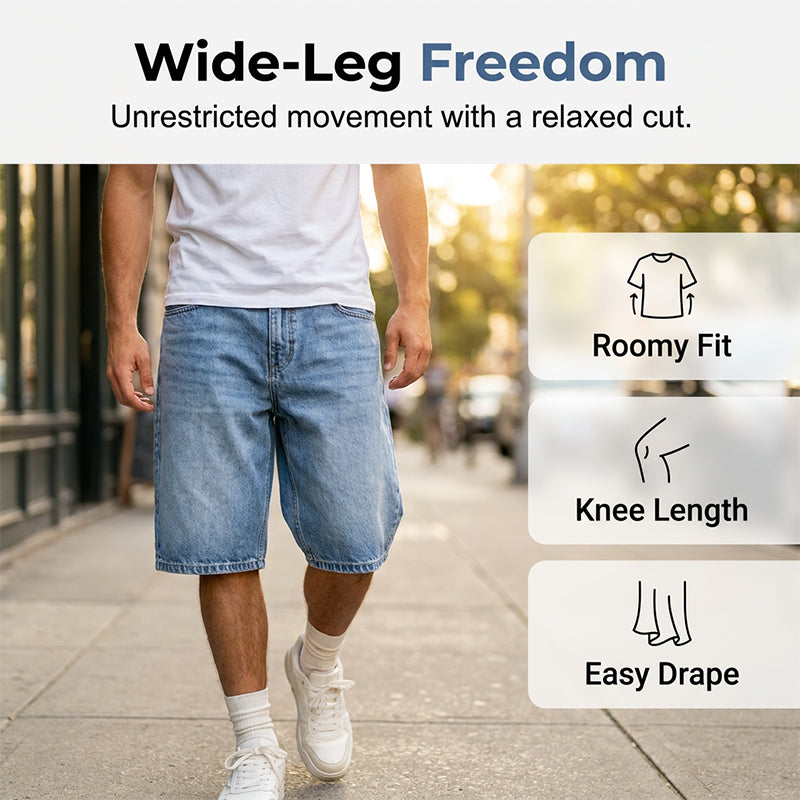 Lässige Jeansshorts für Herren mit weitem Bein