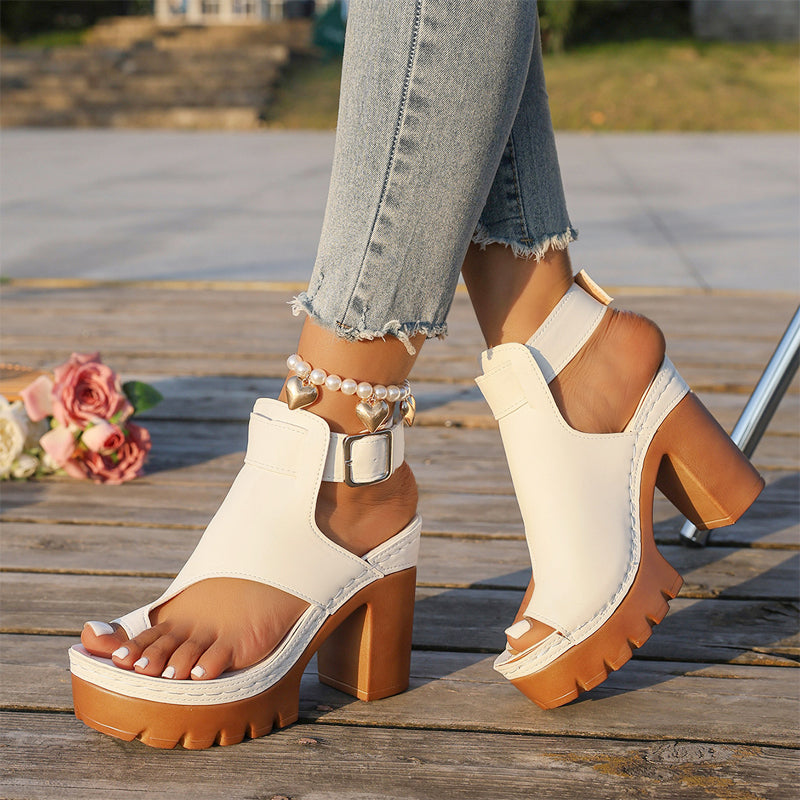 👡 BEFRISTETES ANGEBOT – 50% RABATT! ✨ Plateau-Sandalen – Blockabsatz, Knöchelriemen, grobes Profil ✨