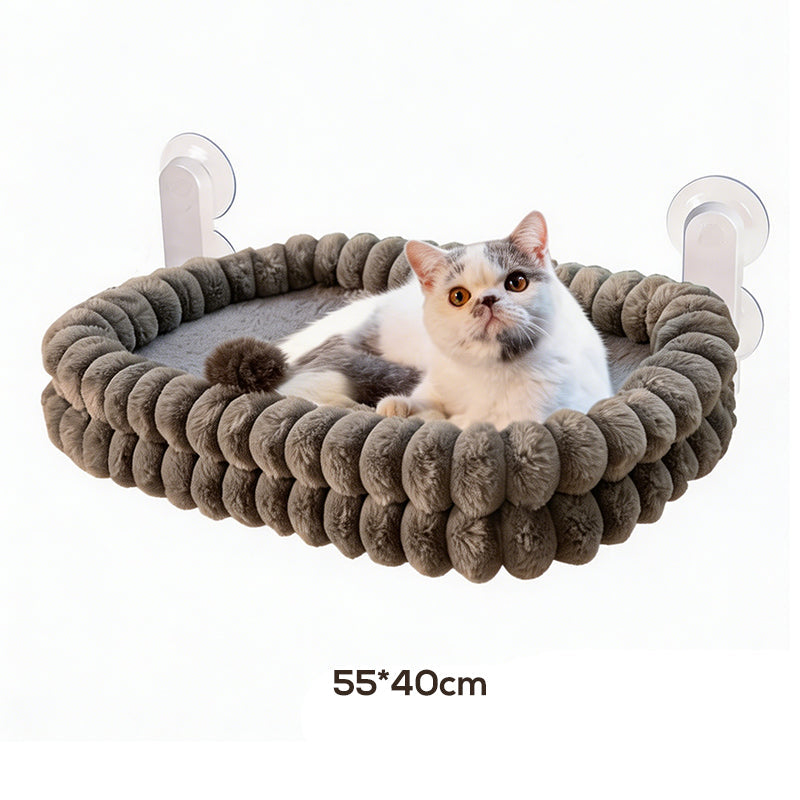 🐱🪟 Katzennetz-Hängematte mit Saugnäpfen – doppelseitig, aus Plüsch & Netzgewebe, für Fenster & Balkon