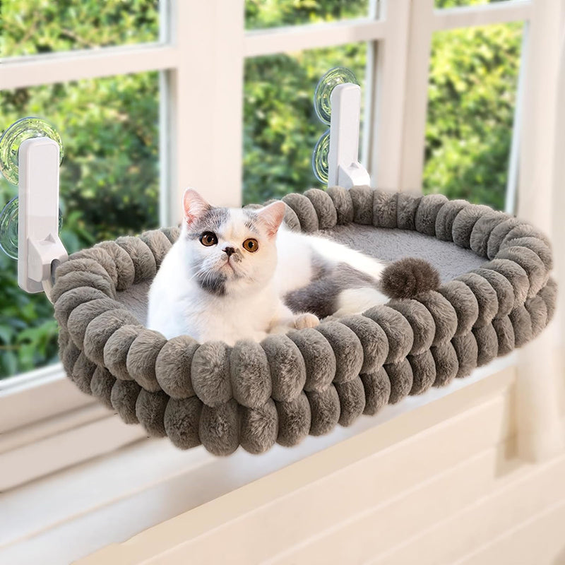 🐱🪟 Katzennetz-Hängematte mit Saugnäpfen – doppelseitig, aus Plüsch & Netzgewebe, für Fenster & Balkon