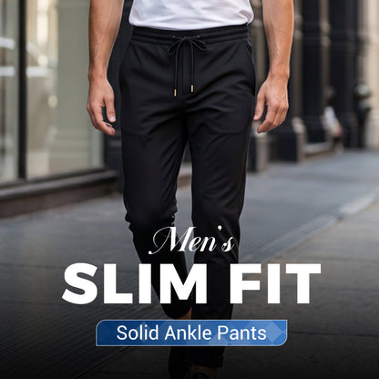 Einfarbige Herren-Slim-Fit-Hosen mit Knöchellänge