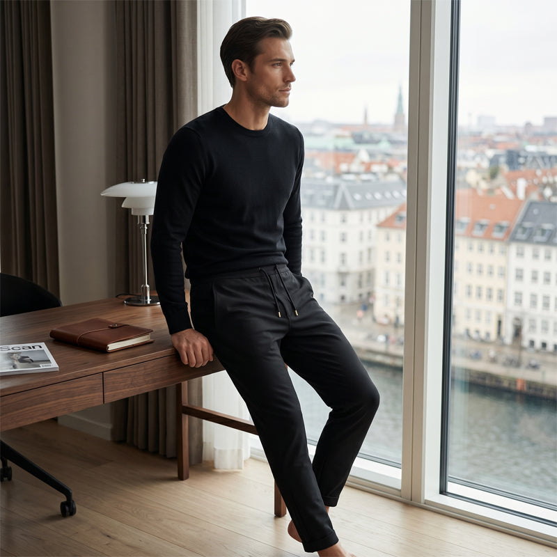 Einfarbige Herren-Slim-Fit-Hosen mit Knöchellänge