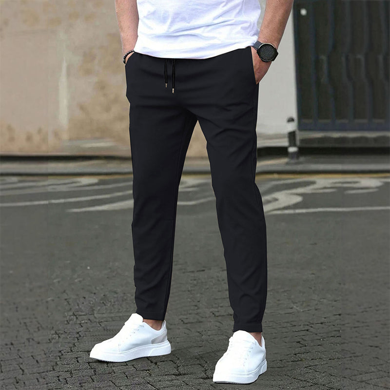 Einfarbige Herren-Slim-Fit-Hosen mit Knöchellänge