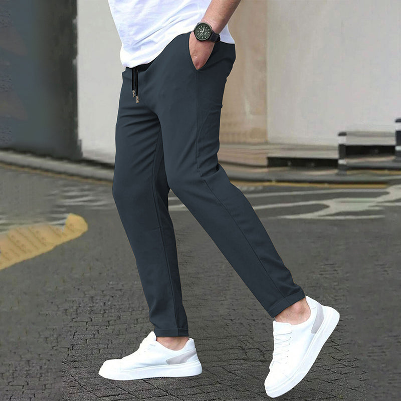 Einfarbige Herren-Slim-Fit-Hosen mit Knöchellänge