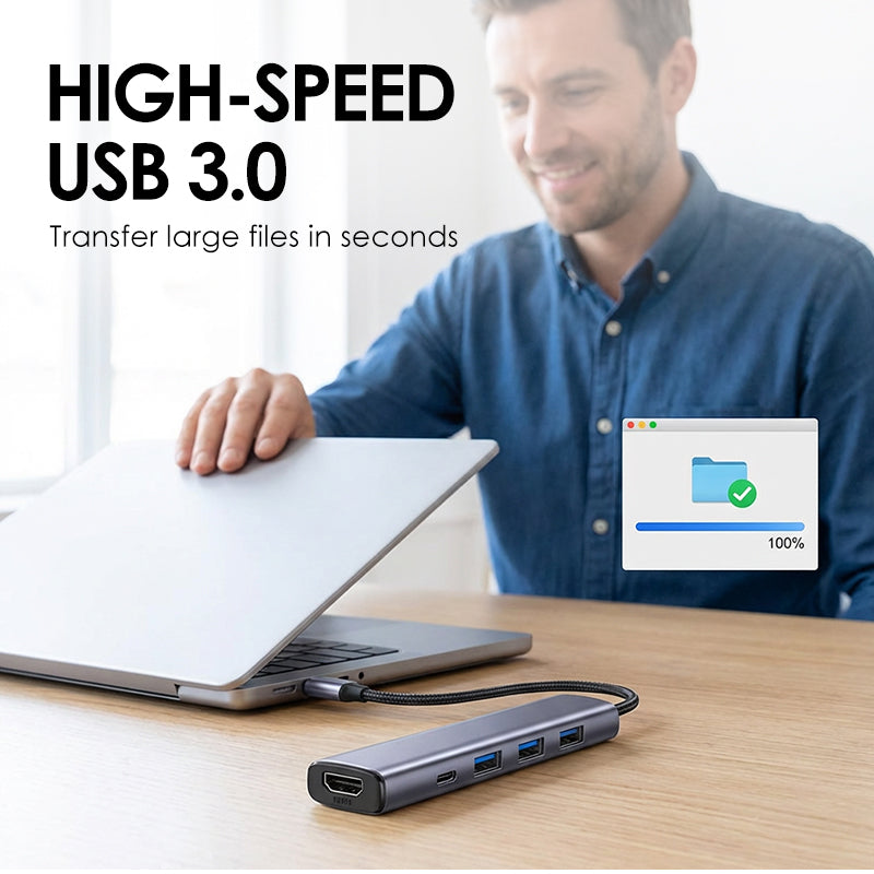 ⚡ BEGRENZTE AKTION: 50 % RABATT! 🔌 Tragbarer 5-in-1-USB-C-Hub mit 4K-HDMI-Ausgang – Hochgeschwindigkeitsdatenübertragung, 100-W-Ladefunktion und Aluminiumgehäuse 💻