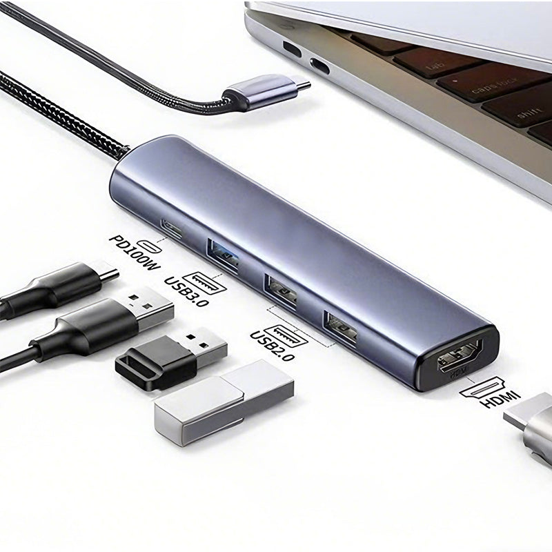 ⚡ BEGRENZTE AKTION: 50 % RABATT! 🔌 Tragbarer 5-in-1-USB-C-Hub mit 4K-HDMI-Ausgang – Hochgeschwindigkeitsdatenübertragung, 100-W-Ladefunktion und Aluminiumgehäuse 💻