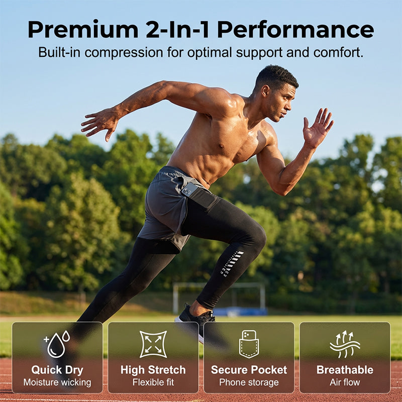 🏃‍♂️ 50% RABATT! ✨ Herren 2-in-1 Laufhosen – Kompression & atmungsaktiv – Integrierte Shorts, schnelltrocknend & perfekt für Training oder Wettkampf 💪