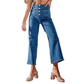 Lässige Damenjeans mit weitem Bein und aufgesetzten Taschen