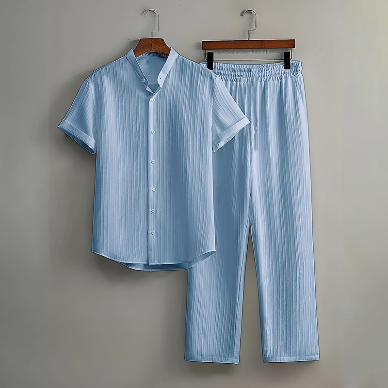 🏆 SALE AM LETZTEN TAG – 50% RABATT 🔥 Herren-Struktur-Set aus Hemd & Hose (2-teilig)