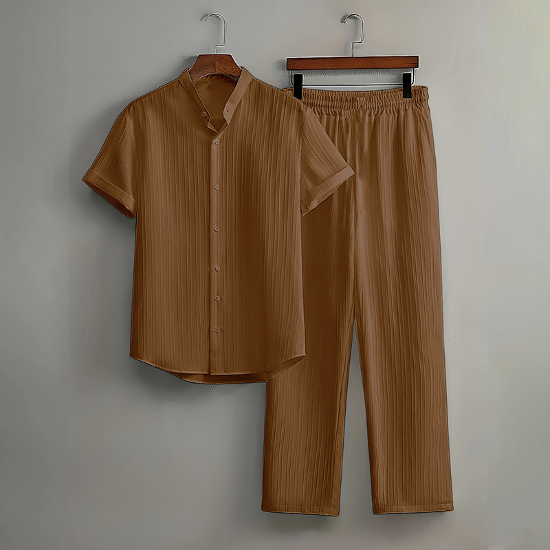 🏆 SALE AM LETZTEN TAG – 50% RABATT 🔥 Herren-Struktur-Set aus Hemd & Hose (2-teilig)