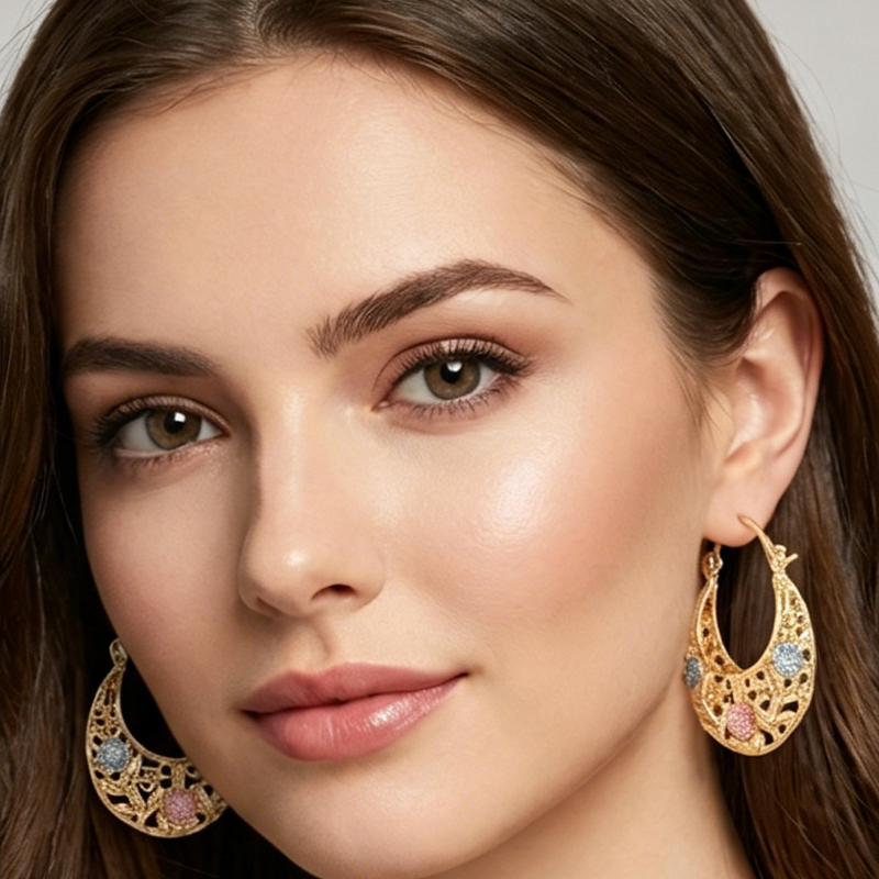 💛 JETZT 50 % RABATT! 🌙 Vergoldete Halbmond-Creolen mit Emaille-Blumen – Zarter, blumiger Charme & perfekt für den eleganten Alltag oder als Geschenk 🌸