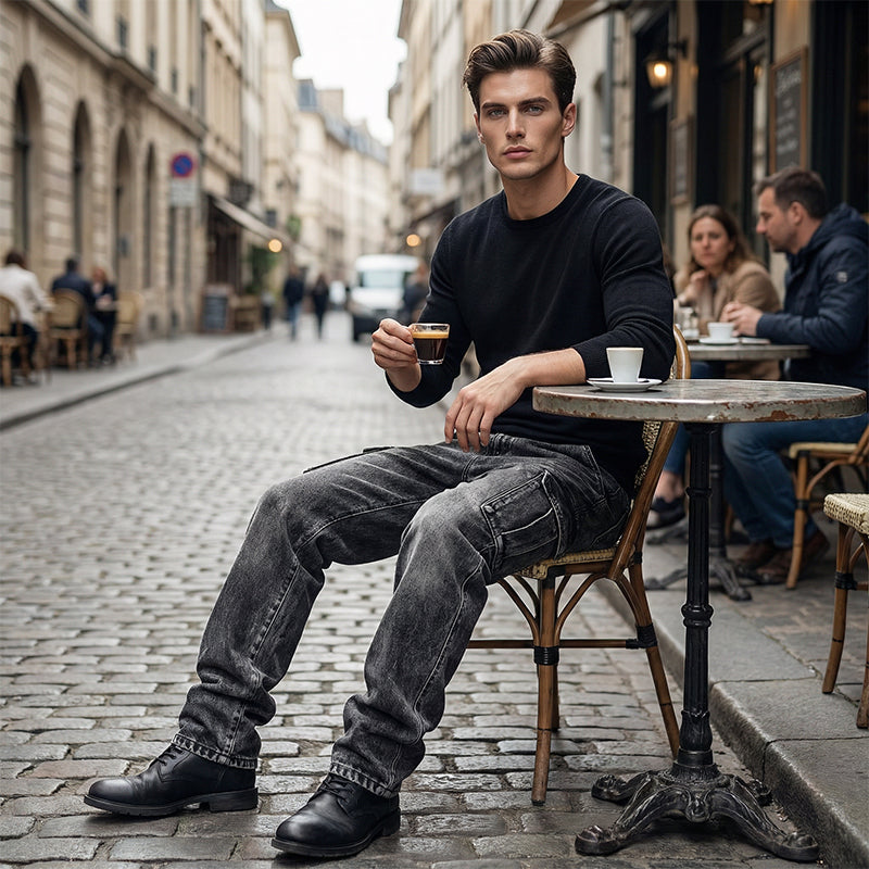 👖 NUR FÜR BEGRENZTE ZEIT – 50% RABATT! ✨ Weite Cargo-Jeans für Herren – Vintage-Waschung, lässiger Schnitt, mit vielen Taschen 🎸