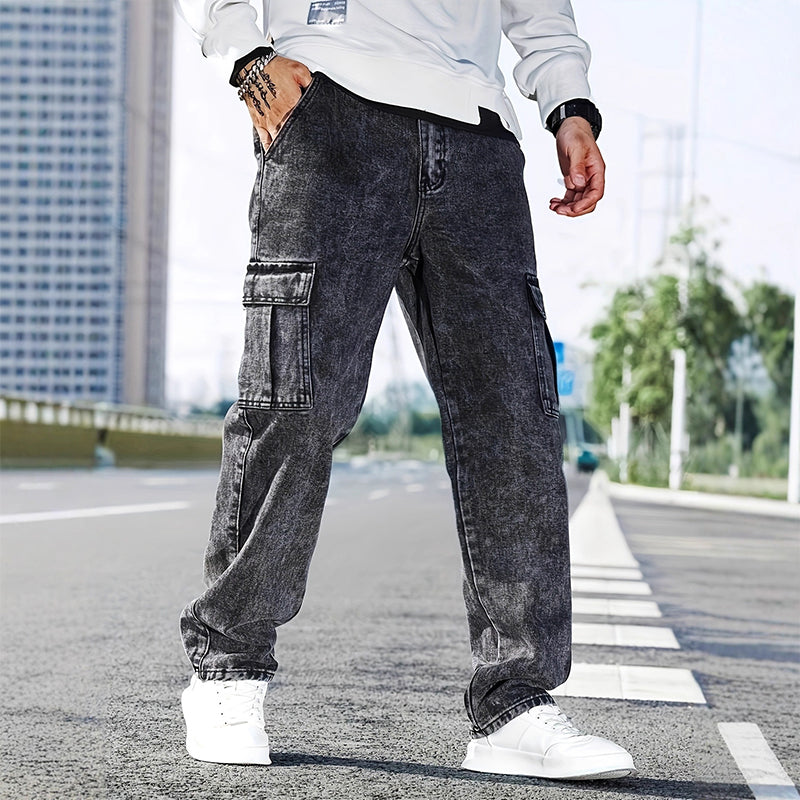 👖 NUR FÜR BEGRENZTE ZEIT – 50% RABATT! ✨ Weite Cargo-Jeans für Herren – Vintage-Waschung, lässiger Schnitt, mit vielen Taschen 🎸