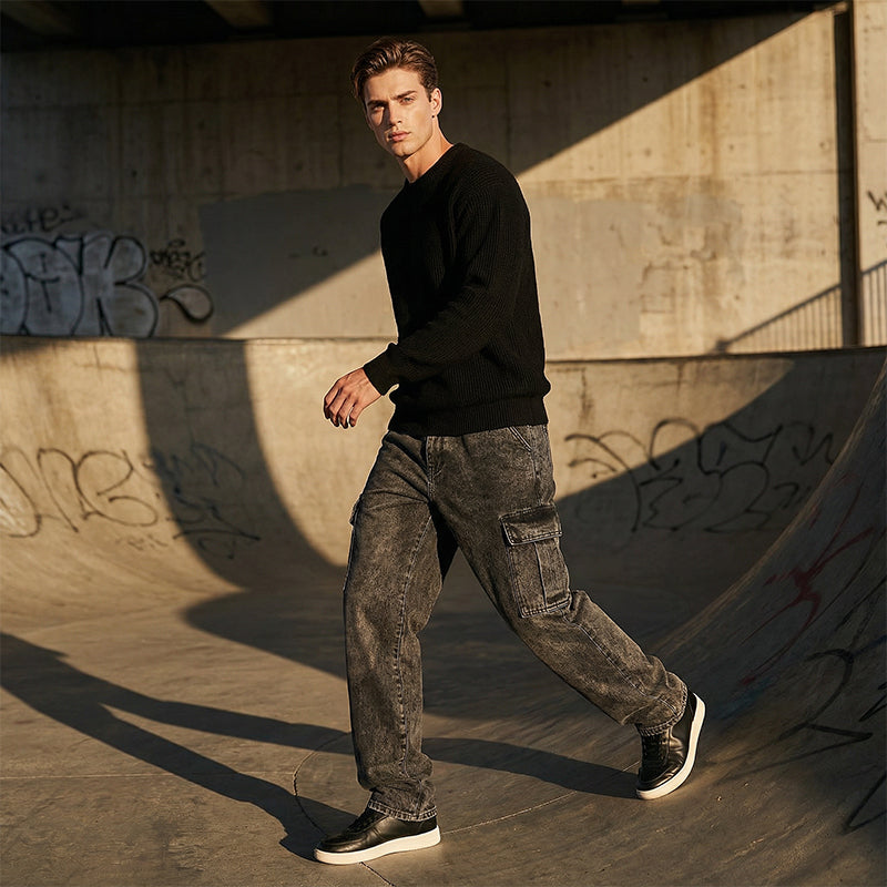 👖 NUR FÜR BEGRENZTE ZEIT – 50% RABATT! ✨ Weite Cargo-Jeans für Herren – Vintage-Waschung, lässiger Schnitt, mit vielen Taschen 🎸