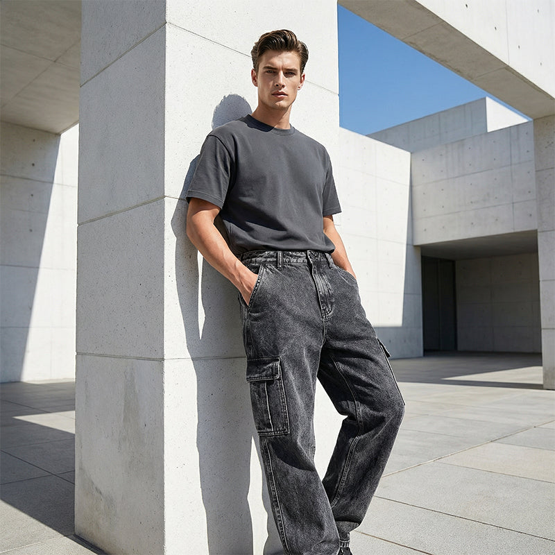 👖 NUR FÜR BEGRENZTE ZEIT – 50% RABATT! ✨ Weite Cargo-Jeans für Herren – Vintage-Waschung, lässiger Schnitt, mit vielen Taschen 🎸