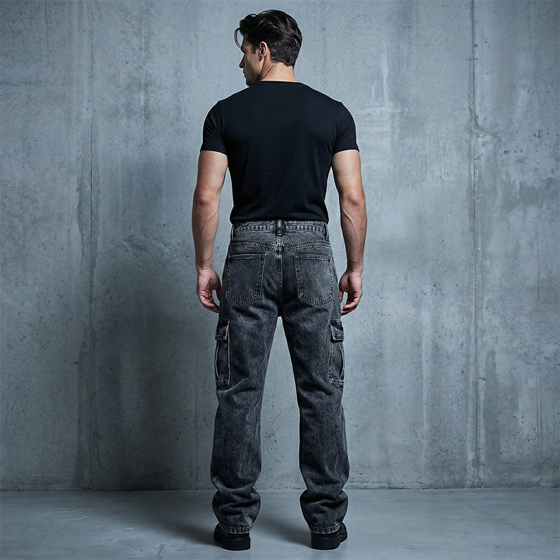 👖 NUR FÜR BEGRENZTE ZEIT – 50% RABATT! ✨ Weite Cargo-Jeans für Herren – Vintage-Waschung, lässiger Schnitt, mit vielen Taschen 🎸