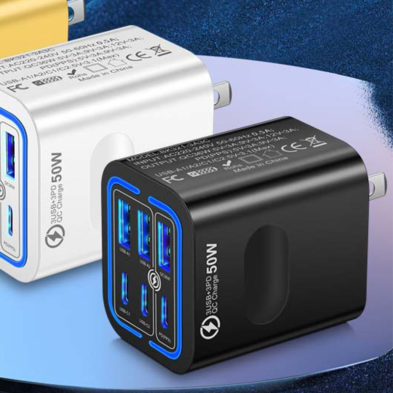 50W USB-C-Wandladegerät mit 6 Anschlüssen