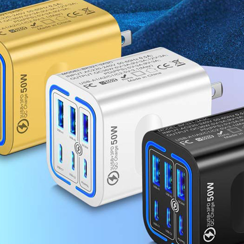 50W USB-C-Wandladegerät mit 6 Anschlüssen