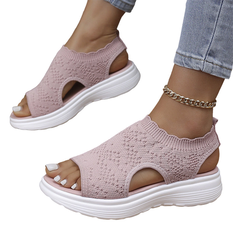 👡 Atmungsaktive Plateau-Sandalen aus Strick für Damen – leicht & komfortabel