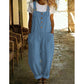 Unifarbener Overall mit geradem Bein und Taschen