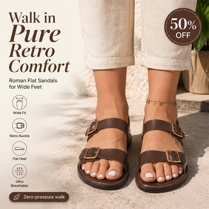 Damen-Sommer-Flatsandalen mit Doppelschnalle