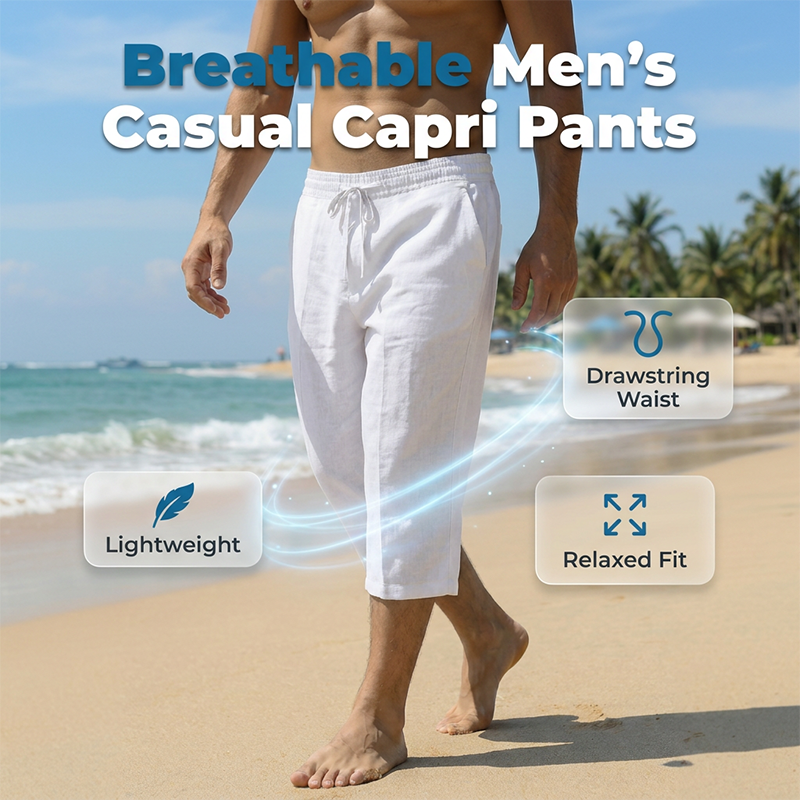👖 50% RABATT! 🌿 Herren Casual Caprihose mit Kordelzug – Leicht, atmungsaktiv & elastischer Bund – Perfekt für warme Tage, Sport oder Freizeit – lässiger Look mit praktischen Taschen ☀️