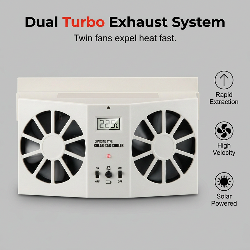 🔥50 % RABATT!!!🚗Solarbetriebener Auto-Abluftventilator – Doppel-Turbo-Belüftung & Temperaturanzeige☀️Gratis Lieferung – Jetzt sichern!!
