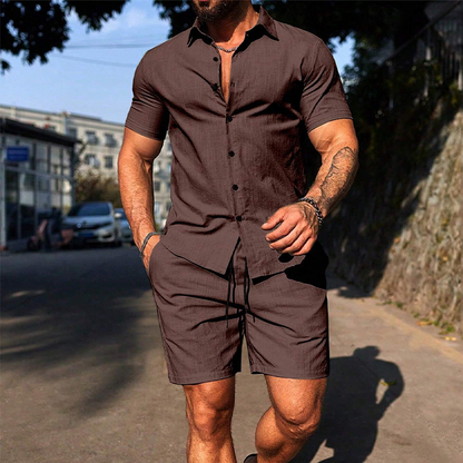 👕🩳 Men's Casual Short Sleeve Shirt & Shorts Set – 50% RABATT! Perfekt aufeinander abgestimmt – bequem, luftig, sommerlich. 🔥☀️