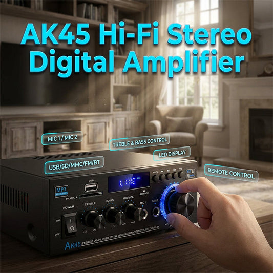 🔊 Digitaler Stereo-Verstärker mit Bluetooth & USB – 2-Kanal, kompakt & leistungsstark, ideal für Heimkino, Musik & Karaoke 🎵